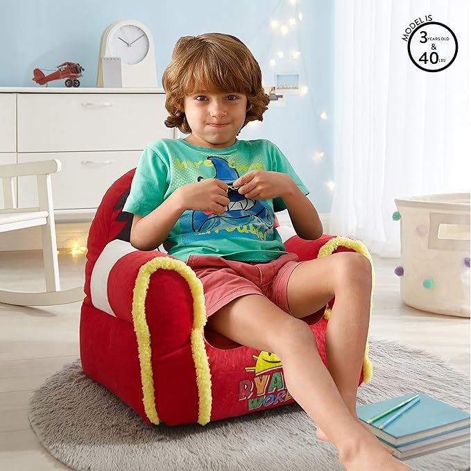 Idea Nuova Ryan's World Plush Bean Bag Chair with Sherpa Trim Red - LeafyLoom