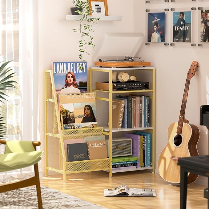 Vintage Bookshelf, Wooden Kids Bookshelf with 3-Tier Ladder Book Display Rack, Small Book Shelf Library Bookcase Storage Organizer, Short Wide Small Bookshelf Bookcase for HomeOffice - LeafyLoom