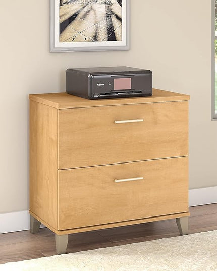 Bush Furniture Somerset 2 Drawer Lateral File Cabinet | Letter, Legal, and A4-size Document Storage for Home Office, 30W x 17D x 29H, Maple Cross - LeafyLoom