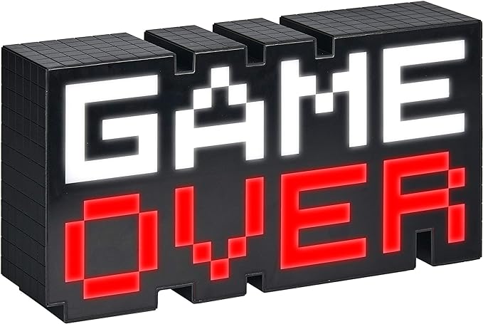 Game Over 8-Bit Pixel Light, Color Changing and Sound Reactive Mood Light, Retro Gaming Room Decor and Gift for Gamer - LeafyLoom