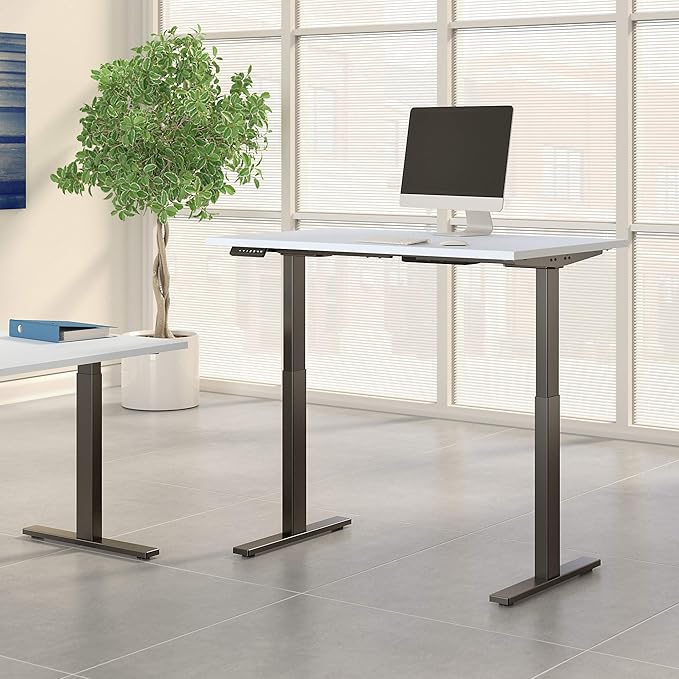 Bush Business Furniture Move 60 Electric Ergonomic Sit-Stand Computer Table for Home and Professional Office, 48W x 24D, White - LeafyLoom