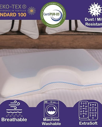 Side Sleeper Pillow - Bed Pillow - Cooling Pillow - My Skin Friendly Memory Foam Pillow - Pillow Cover Cervical Pillow Orthopedic Pillow Supports Posture Neck Bed Pillow Sleeping Pillow - LeafyLoom