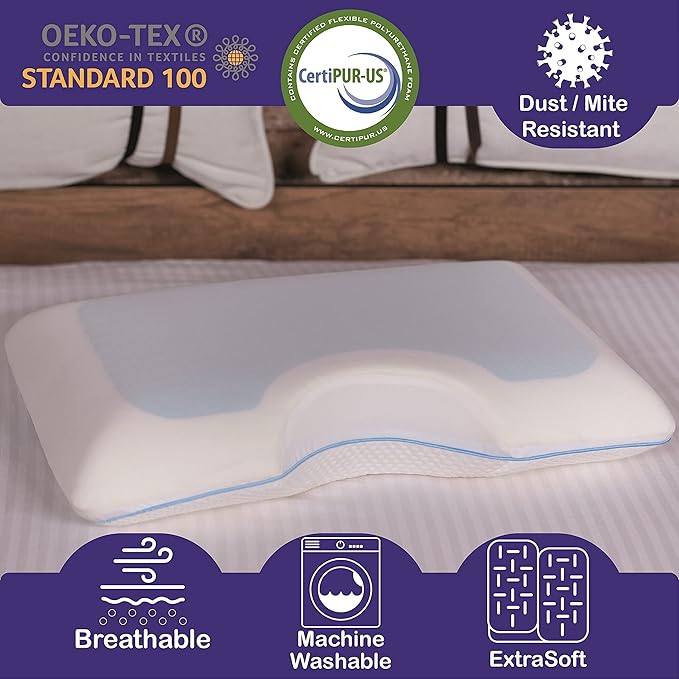 Side Sleeper Pillow - Bed Pillow - Cooling Pillow - My Skin Friendly Memory Foam Pillow - Pillow Cover Cervical Pillow Orthopedic Pillow Supports Posture Neck Bed Pillow Sleeping Pillow - LeafyLoom