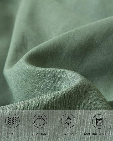 Emerald Green Comforter Twin Size, Modern Bedding Set for Girls/Women, Cute Soft & Lightweight Chic Microfiber Bed Sets, 2pc- 1 Comforter & 1 Pillowcase (66x90 Inches) - LeafyLoom