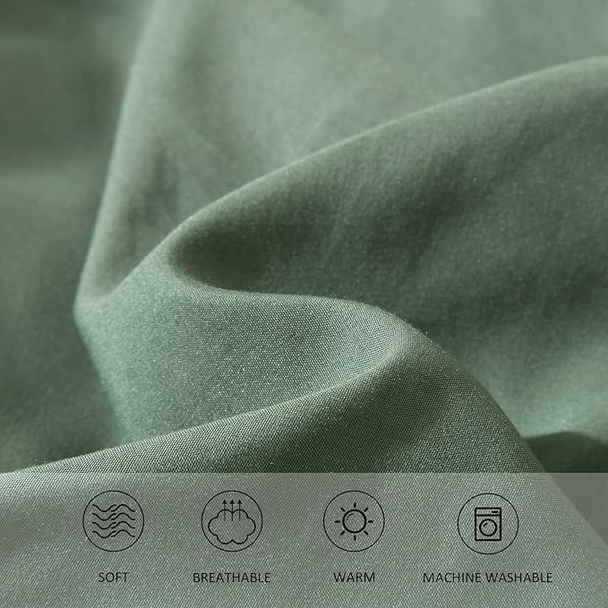 Emerald Green Comforter Twin Size, Modern Bedding Set for Girls/Women, Cute Soft & Lightweight Chic Microfiber Bed Sets, 2pc- 1 Comforter & 1 Pillowcase (66x90 Inches) - LeafyLoom