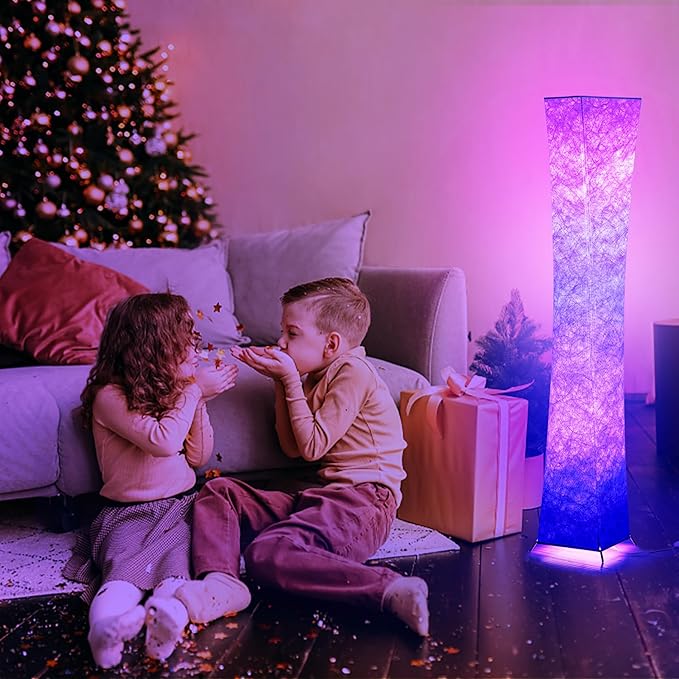 chiphy Floor Lamp, RGB Color Changing Floor Lamps, App Control Work with Alexa, 61" Tall White Column Floor Lamp Dimmable for Living Room, Bedroom, Game Room - LeafyLoom