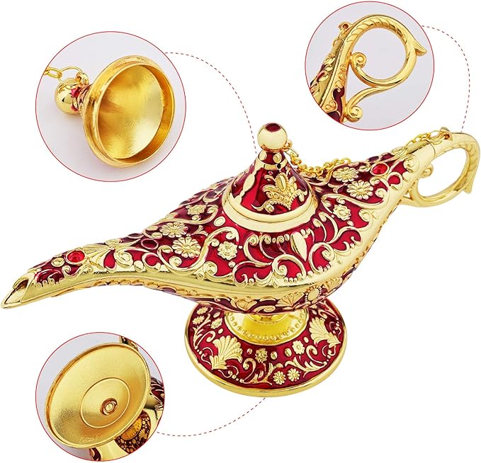 Vintage Legend Aladdin Lamp Magic Genie Wishing Light,Collectable Rare Classic Arabian Costume Props Lamp Tabletop Decor Crafts for Home/Wedding Decoration&Gift for Party/Halloween/Birthday - LeafyLoom
