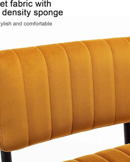 ONEVOG Velvet Dining Chairs Set of 2, Upholstered kitchen Dining Room Chair, Comfy Chair with Black Metal Legs, Cantilevered Design Chair for Bedroom, Living Room (Orange) - LeafyLoom