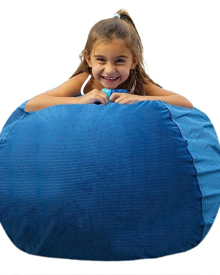 EMMandSOPHIE Stuffed Animal Storage Bean Bag Chair - Kids Bean Bag Chairs- Bean Bag Chair Kids- Beanbag Chairs for Kids and Teens-Stuffed Animal Holder- Stuffed Animal Bean Bag Storage - LeafyLoom