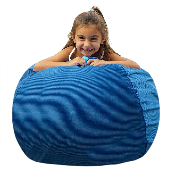 EMMandSOPHIE Stuffed Animal Storage Bean Bag Chair - Kids Bean Bag Chairs- Bean Bag Chair Kids- Beanbag Chairs for Kids and Teens-Stuffed Animal Holder- Stuffed Animal Bean Bag Storage - LeafyLoom