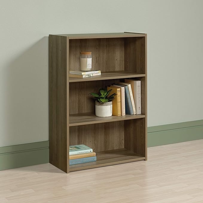 Sauder Beginnings 3 Bookcase/Book Shelf, L: 24.57" x W: 11.50" x H: 35.28", Summer Oak - LeafyLoom