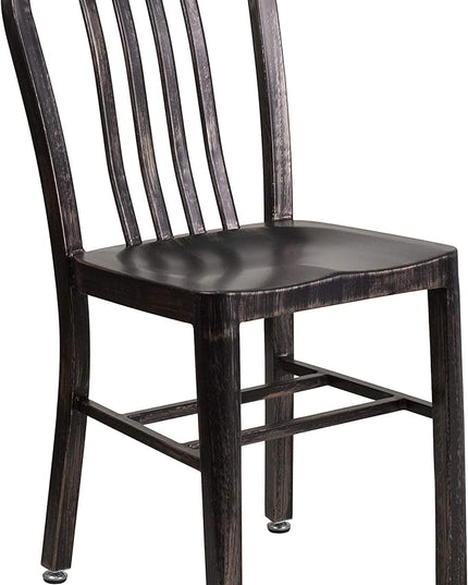 Flash Furniture Gael Commercial Grade 2 Pack Black-Antique Gold Metal Indoor-Outdoor Chair - LeafyLoom