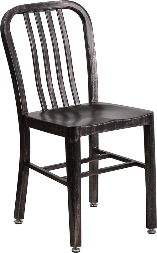 Flash Furniture Gael Commercial Grade 2 Pack Black-Antique Gold Metal Indoor-Outdoor Chair - LeafyLoom