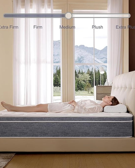 12 Inch Queen Mattress Memory Foam and Spring Hybrid Mattresses,Medium Firm Feel Grey Queen Mattress in a Box,Quality Comfort and Adaptive Support Breathable Cooling Mattresses,CertiPUR-US. - LeafyLoom