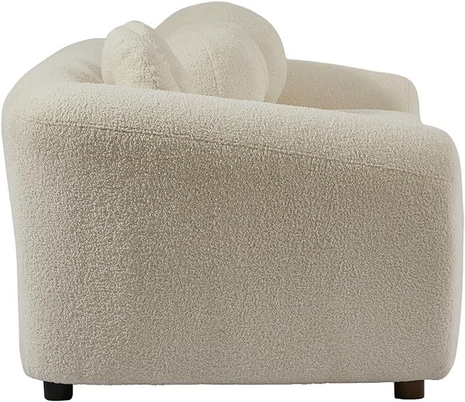 Seater Sofa&Couch Modern Cloud Curved Sofa Comfy Boucle Couch, Luxury 3 Teddy Fabric Upholstered Leisure Deap Seat Sectional Sofá with 5 Decorative Throw Pillows for Living Room, 87.7", Beige-338 - LeafyLoom