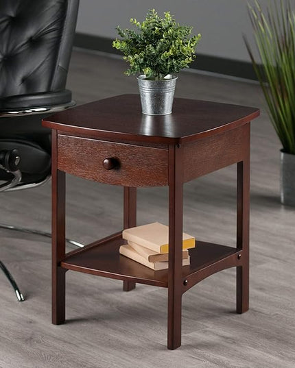 Winsome Basics Solid Wood End Table Nightstand - LeafyLoom