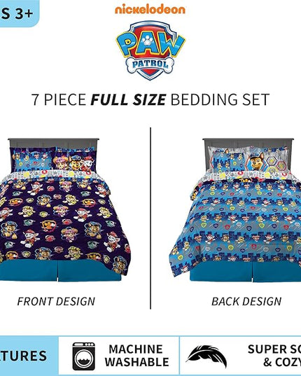Franco Kids Bedding Super Soft Comforter and Sheet Set with Sham, 7 Piece Full Size, Paw Patrol Movie - LeafyLoom