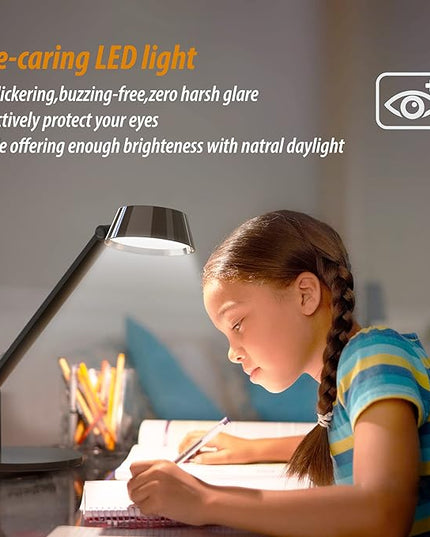 LED Desk Lamp with USB Charging Port, Home Office Desk Lamp Touch Control Dimmable Table Lamp with 3 Color Modes, Eye Caring LED Lamp for Study, Reading, Work (Copper) - LeafyLoom