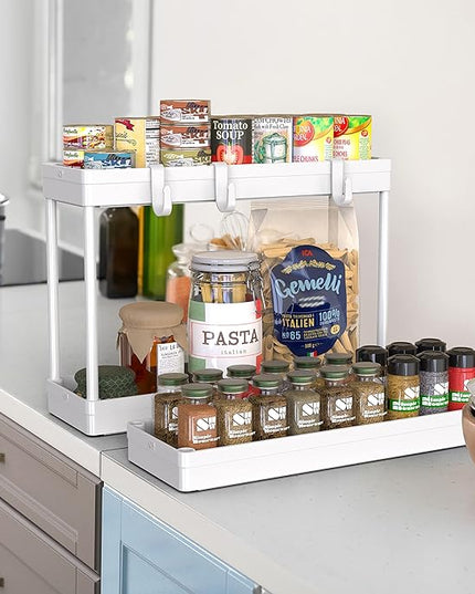 Simple Houseware Kitchen Cart Storage 3-Tier Slim/Super Narrow Shelves with Handle, 26.5'' Height/5.5'' Width for Narrow Place, White - LeafyLoom