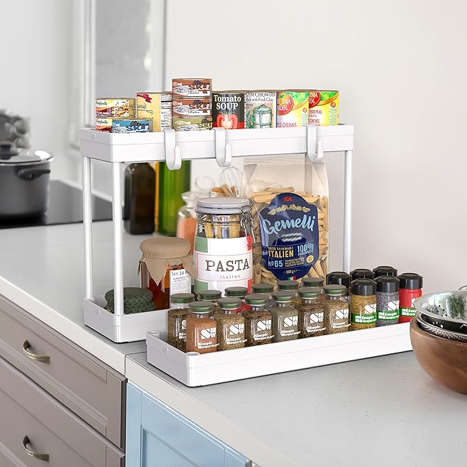 Simple Houseware Kitchen Cart Storage 3-Tier Slim/Super Narrow Shelves with Handle, 26.5'' Height/5.5'' Width for Narrow Place, White - LeafyLoom