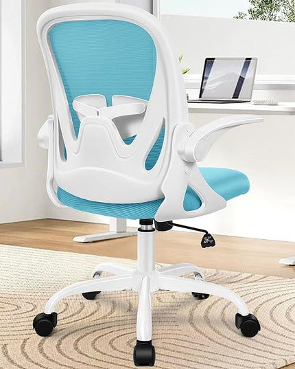 Primy Office Chair Ergonomic Desk Chair with Adjustable Lumbar Support and Height, Swivel Breathable Desk Mesh Computer Chair with Flip up Armrests for Conference Room（Blue） - LeafyLoom