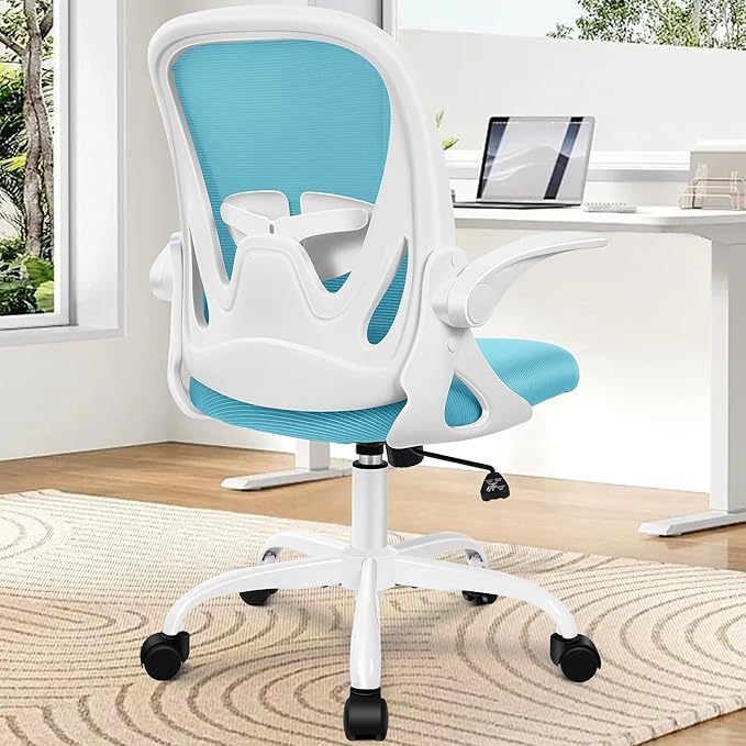 Primy Office Chair Ergonomic Desk Chair with Adjustable Lumbar Support and Height, Swivel Breathable Desk Mesh Computer Chair with Flip up Armrests for Conference Room（Blue） - LeafyLoom