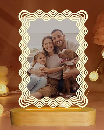 Attivolife Light up Wavy Photo Frame, 4x6 Inches Picture Frame Cute Night Light for Bedroom Aesthetic, Unique Birthday Christmas Gifts for Girl Lover Friends - LeafyLoom