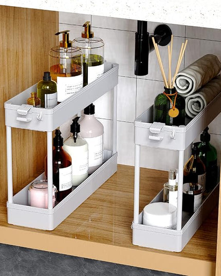 SPACEKEEPER Slim Rolling Storage Cart 4 Tier Bathroom Organizer Mobile Shelving Unit Storage Rolling Utility Cart Tower Rack for Kitchen Bathroom Laundry Narrow Places, Gray - LeafyLoom