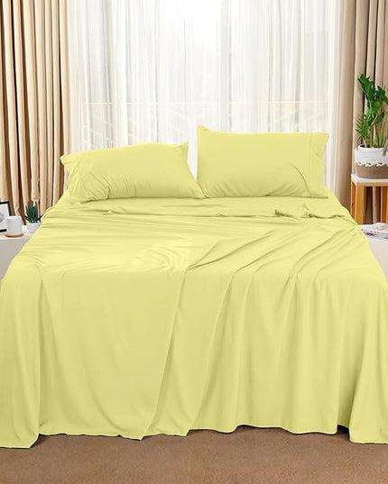 Utopia Bedding King Bed Sheets Set - 4 Piece Bedding - Brushed Microfiber - Shrinkage and Fade Resistant - Easy Care (King, Yellow) - LeafyLoom