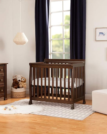 DaVinci Kalani 4-in-1 Convertible Mini Crib in Espresso | Greenguard Gold Certified - LeafyLoom