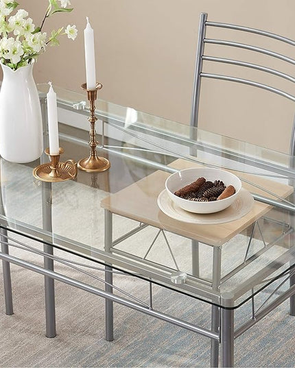 VECELO Kitchen Dining Room Table and Chairs 4, 5-Piece Dinette Sets, Space Saving (Silver), 43.3" - LeafyLoom