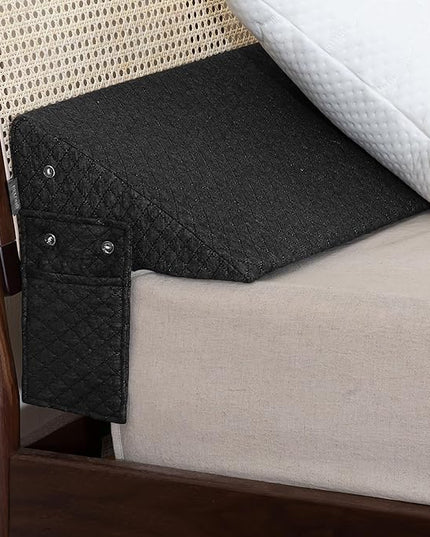 Bed Wedge Pillow,Headboard Pillow,Mattress Wedge,Close The Gap (0-8") Between Your Mattress and Headboard,Bed Gap Filler (Grey, Twin) - LeafyLoom