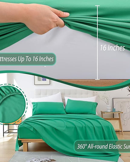Full Sheet Set - 4 Piece Soft Breathable Bed Sheets for Full Size Bed, Extra Deep Pocket Lxuury Brushed Sheets, Cooling Hotel Bedding Sheets and Pillowcases, Wrinkle Free Oeko-Tex Sheets - LeafyLoom