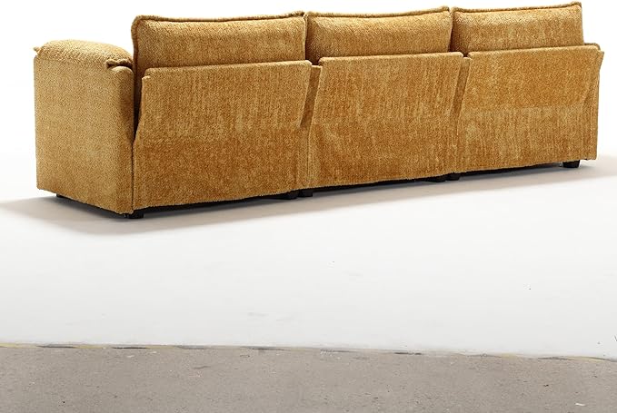Convertible Modular Sectional Sofa with Reversible Chaise, Modern Chenille Upholstery L-Shaped Boucle Couch 4-Seat Corner Sofa&Couches for Living Room, Apartment and Small Space, Yellow 127.23" - LeafyLoom