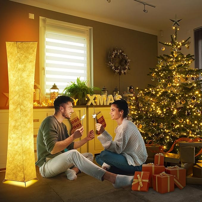 chiphy Floor Lamp, Dimmable 64" Tall Standing Lamp, 3 Levels Adjustable Brightness 12Wx2 LED Bulbs, Column Floor Light w/White Fabric Shade, Home Decor for Living Room, Bedroom, Kids Room - LeafyLoom