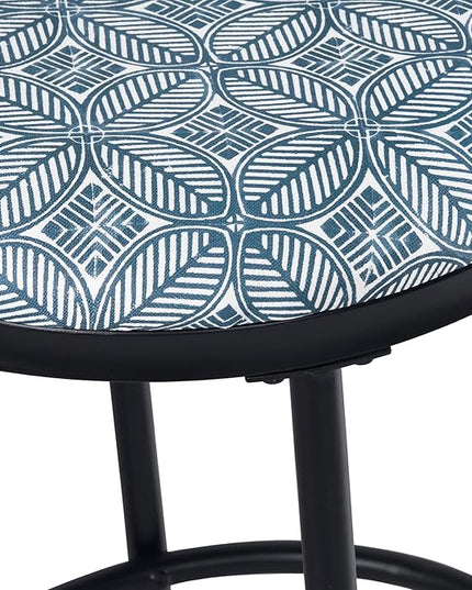 HomePop Upholstered Metal Barstool, Fabric Side Chairs for Dining Room, Kitchen and Living Room - Blue Indigo Print - LeafyLoom