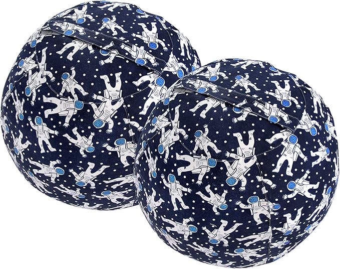 2 PCS Stuffed Animal Storage Bean Bag Chair Cover, Cotton Canvas Beanbag with Zipper for Organizing Kid's and Adults Room Blue Astronaut 24" - LeafyLoom