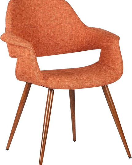 Armen Living Phoebe Mid-Century Modern Fabric Upholstered Dining Chair for Kitchen Table Office Desk Vanity, 24D x 25W x 33H Inch, Orange - LeafyLoom