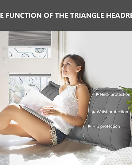 Johnear Large Headboard Pillow Cotton Linen Daybed Cushion Backrest Bolster Pillow Support Positioning Bed Sofa Rest Reading Pillow （Gray, 54 x 3 x 20 inches） - LeafyLoom