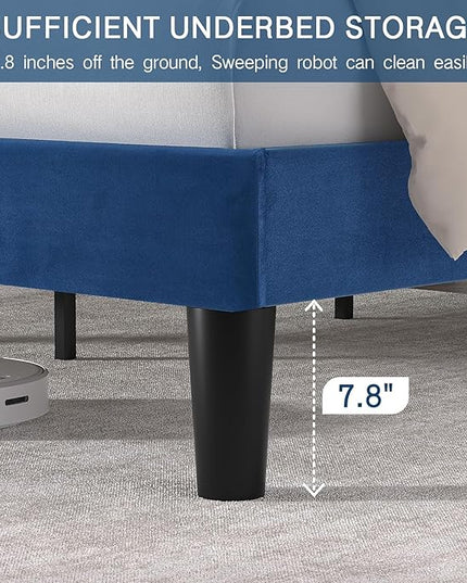 VECELO Queen Size Platform Bed Frame with Height Adjustable Upholstered Headboard, Modern Mattress Foundation,Strong Wood Slat Support, No Box Spring Needed, Easy Assembly - LeafyLoom