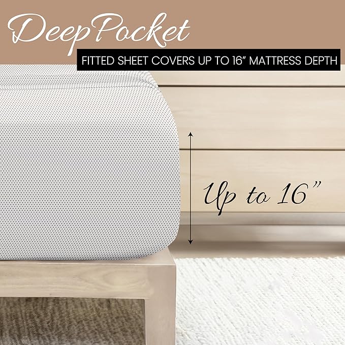 Linen Market 4 Piece California King Bedding Sheet Set (Gray Stippled) - Sleep Better Than Ever with These Ultra-Soft & Cooling Bed Sheets for Your Cal King Size Bed - Deep Pocket Fits 16" Mattress - LeafyLoom