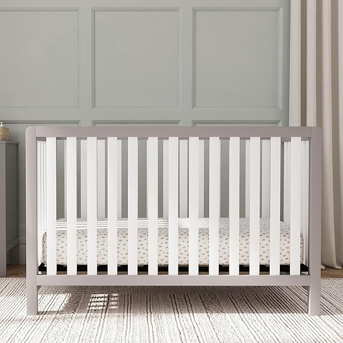 Carter's by DaVinci Colby 4-in-1 Low-Profile Convertible Crib in Grey and White, Greenguard Gold Certified - LeafyLoom