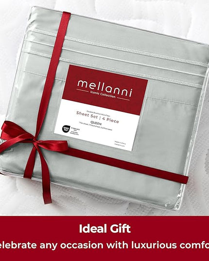 Mellanni Extra Deep Twin Sheets - 3 PC Iconic Collection Bedding Sheets & Pillowcases - Hotel Luxury, Ultra Soft, Cooling Bed Sheets - Extra Deep Pocket up to 21 inch (Twin, Spa Mint) - LeafyLoom