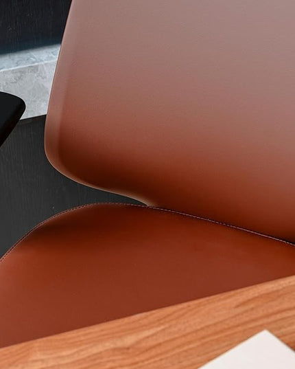 Branch Daily Chair - Vegan Leather Office Chair with Swivel, Lumbar Rest, and Adjustable Armrests - Comfortable Seating for Improved Posture and Productivity - Mahogany - LeafyLoom