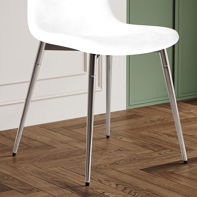 NicBex Haerin-SD-00341-LWJ Dining Chairs, 17.7"x19.7"x34.3", White and Silver - LeafyLoom