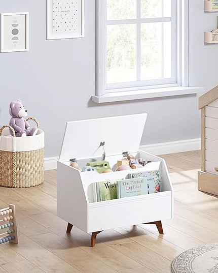 UTEX Kids Toy Box, Wooden Toy Chest, Kids Storage Organizer Bench with Front Book Storage Area for Boys and Girls, Children's Furniture, White - LeafyLoom
