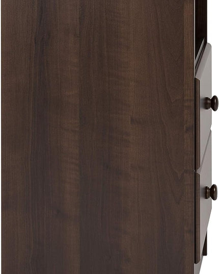 Prepac Astrid Simplistic Nightstand Side Table with 2 Drawers and Open Shelf, Functional Bedside Table 15.5" D x 16" W x 24.5" H, Espresso, EDNH-0402-1 - LeafyLoom