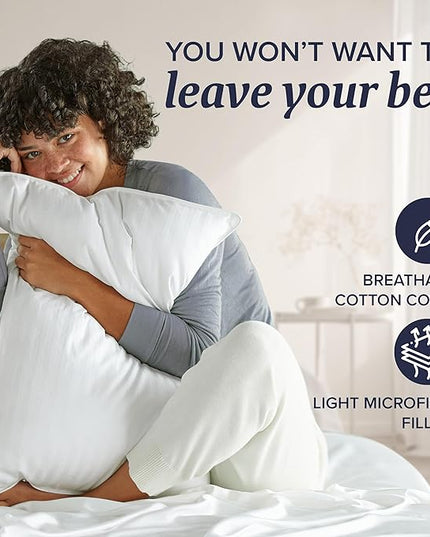 Beckham Hotel Collection Bed Pillows Standard / Queen Size Set of 2 - Down Alternative Bedding Gel Cooling Pillow for Back, Stomach or Side Sleepers - LeafyLoom