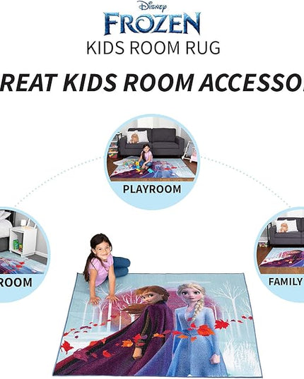 Disney Frozen 2 Kids Room Non Slip Area Rug, 69 in x 52 in, "Official" Disney Product By Franco - LeafyLoom
