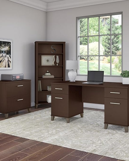 Bush Furniture Somerset 2 Drawer Lateral File Cabinet in Mocha Cherry - LeafyLoom
